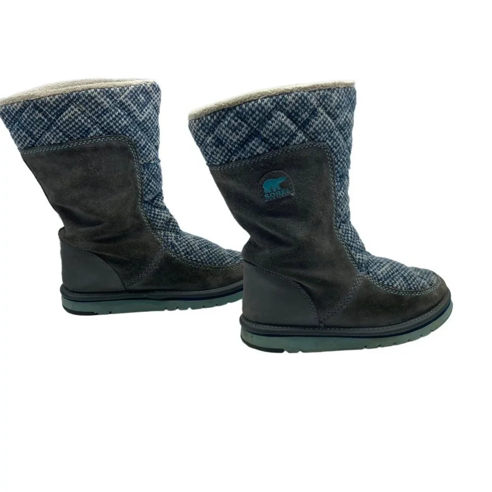Sorel Kids Sz 3 Style 1573411051 Suede Soft Boots Gray‎ Blue